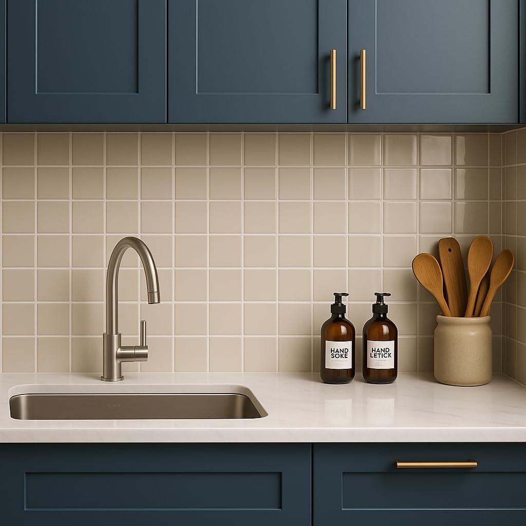 Almond Glossy Ceramic 6x6 Wall Tiles for Bathroom and Kitchen