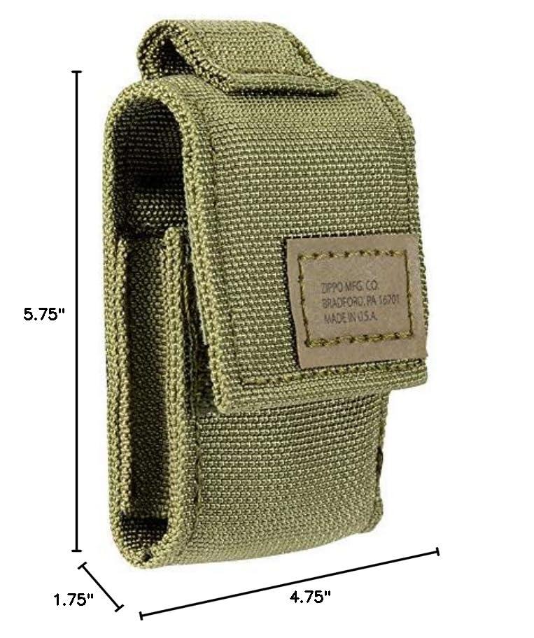 Zippo Lighter with MOLLE Green Pouch, 1.44" x 2.25"