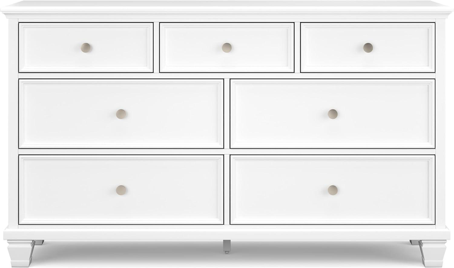 White Transitional 7-Drawer Dresser with Mirror