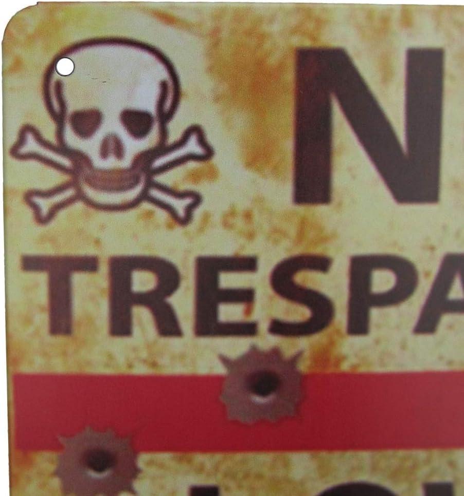 Funny Metal Firearms Backhoe Warn Sign No Trespassing Man Cave Garage Wall Decor Size: 8 x 12 Inch