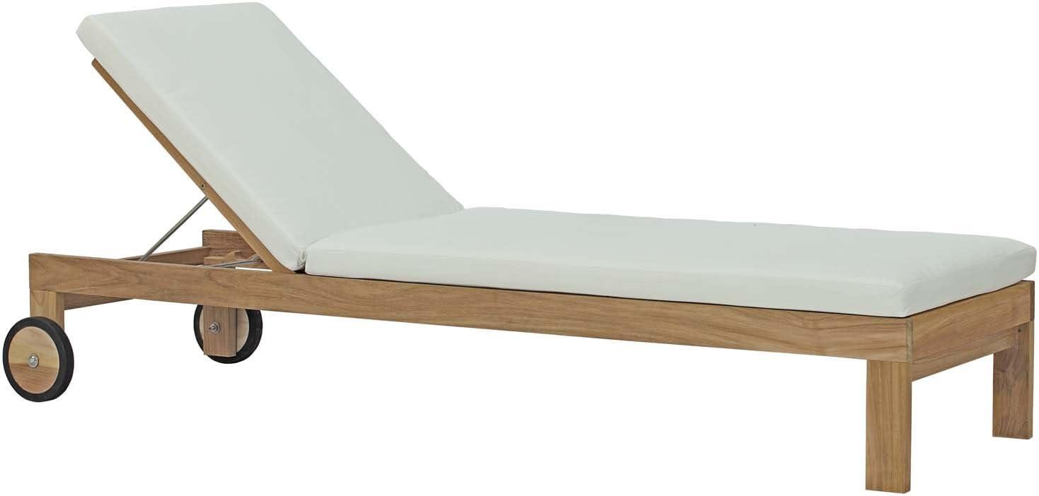 Modway Upland Outdoor Patio Teak Chaise in Natural White