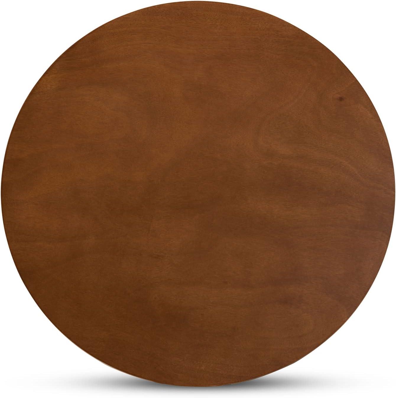 48" Kenji Wide Round Wood Dining Table Walnut - Baxton Studio: Mid-Century Modern, Seats 6, MDF Composite