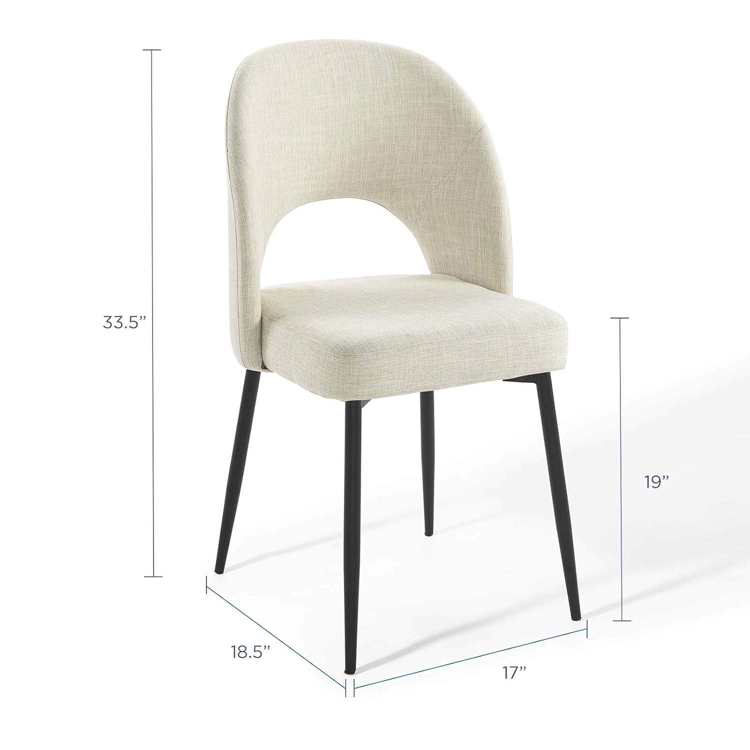 Modway Rouse Upholstered Fabric Side Set of 2 in Black Beige, 2 pcs-Dining Chairs