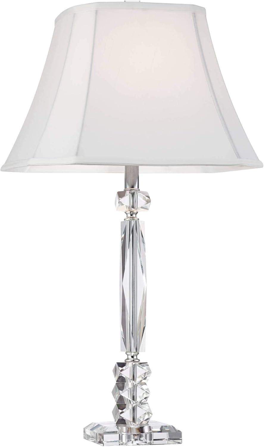 Vienna Full Spectrum Traditional Table Lamps 25 1/2" High Set of 2 Crystal Cut Column Geneva White Square Shade for Bedroom Living Room Bedside Office