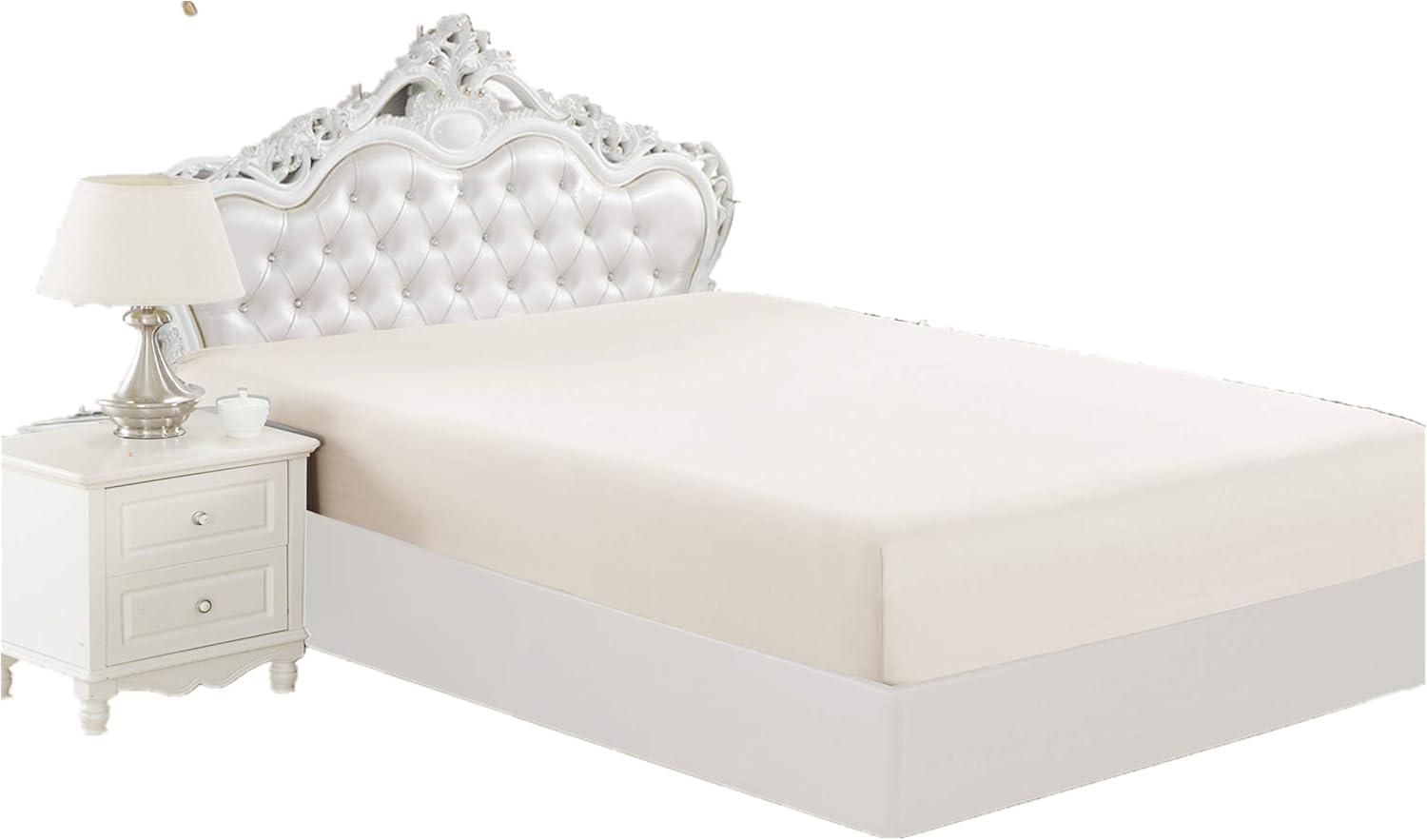 Marina Decoration Ultra Soft Silky Deep Pocket Solid Rayon from Bamboo All Season Wrinkle Free Solid Bamboo Fitted Sheet, Ivory Color King Size