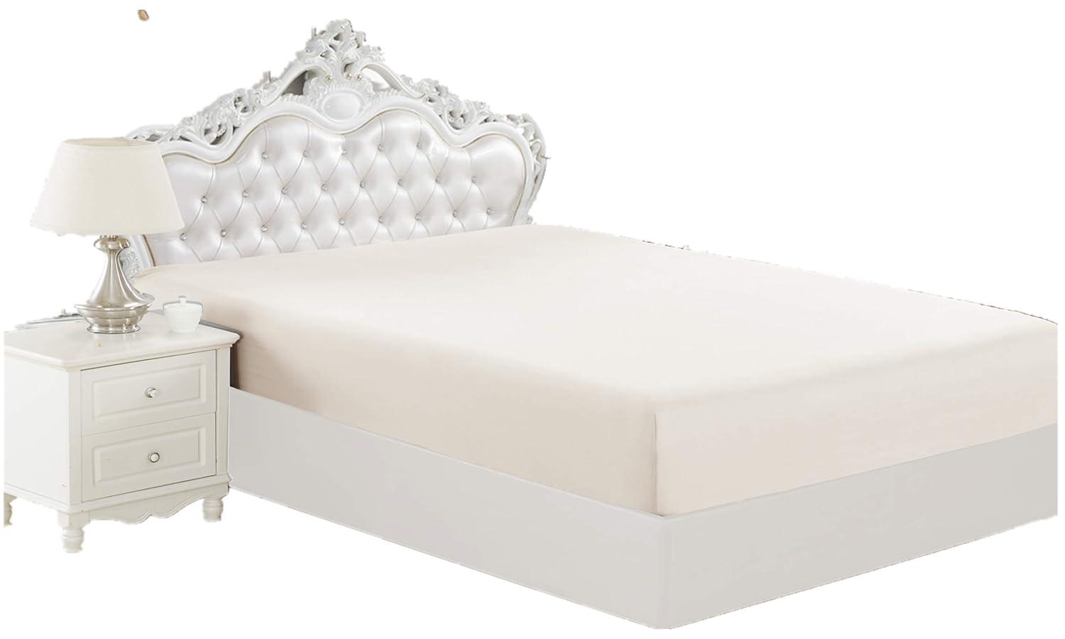 Marina Decoration Ultra Soft Silky Deep Pocket Solid Rayon from Bamboo All Season Wrinkle Free Solid Bamboo Fitted Sheet, Ivory Color King Size