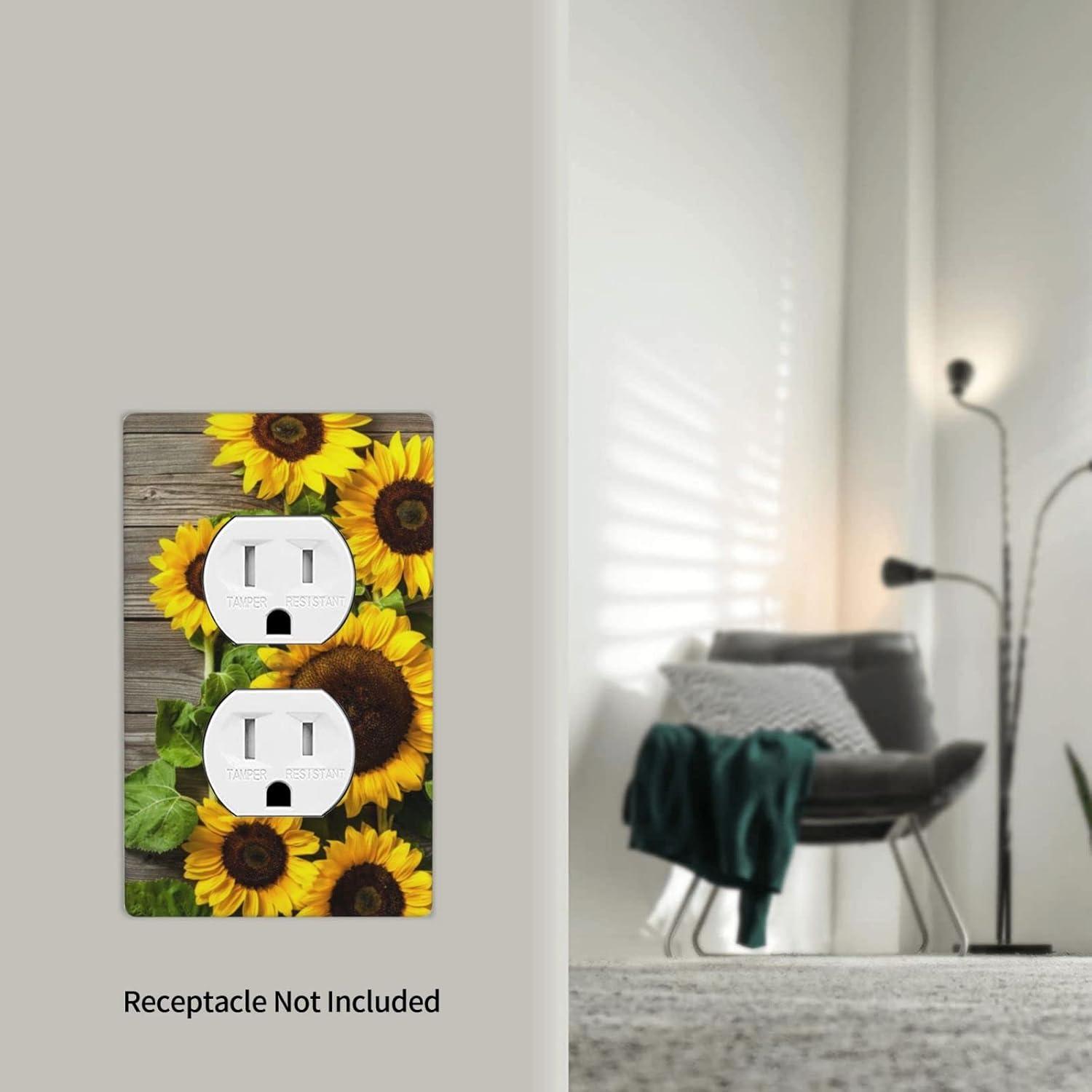 ZICANCN Outlet Covers Wall Plate, Sunflowers Nature Beige Background Light Switch Cover Decorative, Duplex Toggle Combo 1-Gang