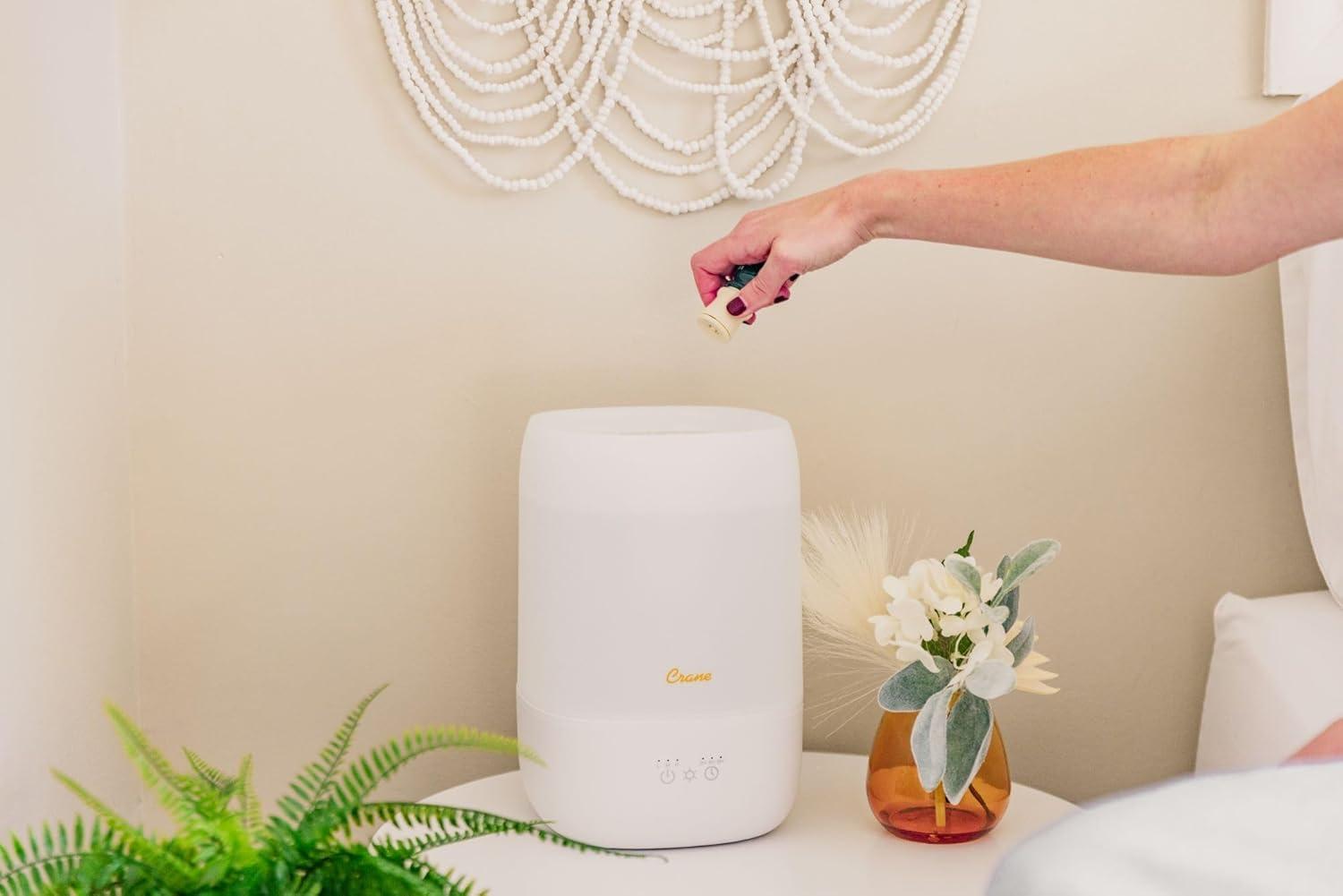 Crane USA Top Fill Cool Mist Humidifier - 1 Gallon with Sleep Support Light & Essential Oil Tray