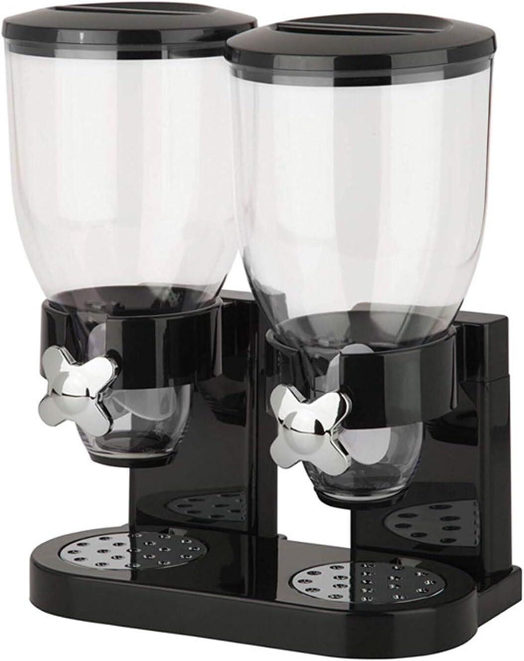 Dual Cereal Dispensers 2L Capacity Each, Storage Countertop Cereal Containers, Dry Food Dispenser with Dual Control, for Nuts Rice Granola