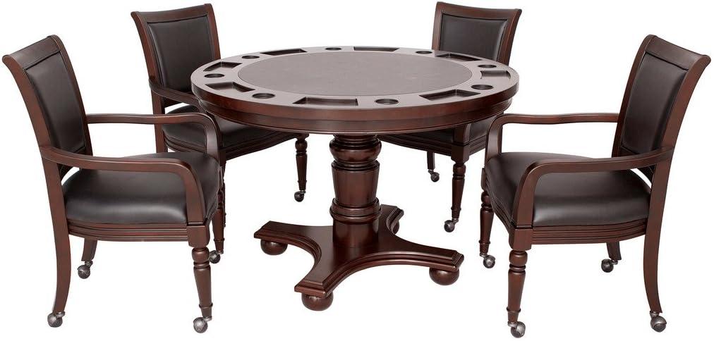 Walnut Finish 48" 2-in-1 Poker and Dining Table Set