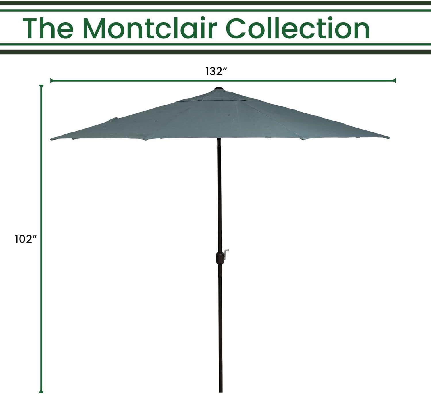 Hanover Montclair 11-Ft. Market Outdoor Umbrella in Ocean Blue