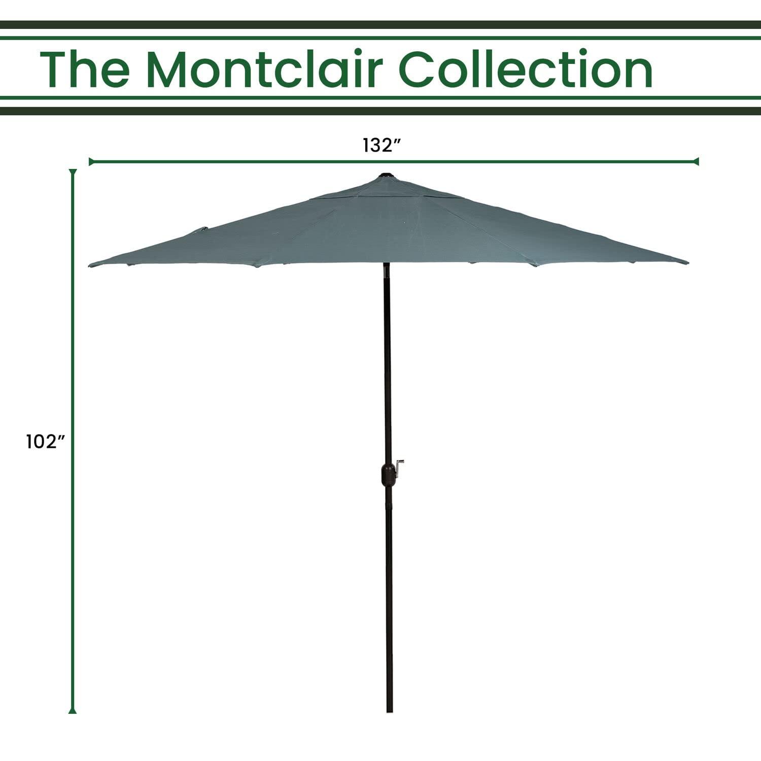 Hanover Montclair 11-Ft. Market Outdoor Umbrella in Ocean Blue