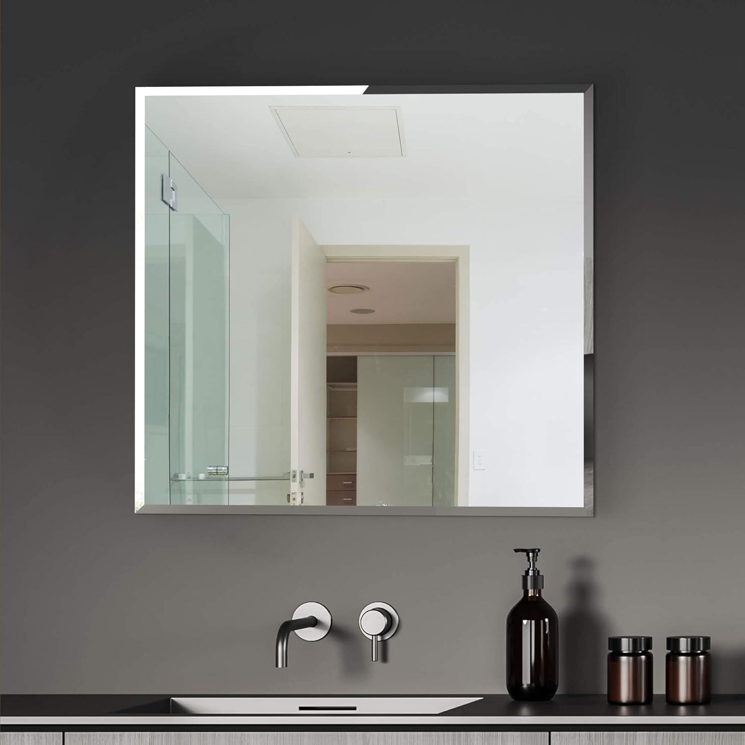 Fab Glass and Mirror Frameless Square Beveled Wall Mirror