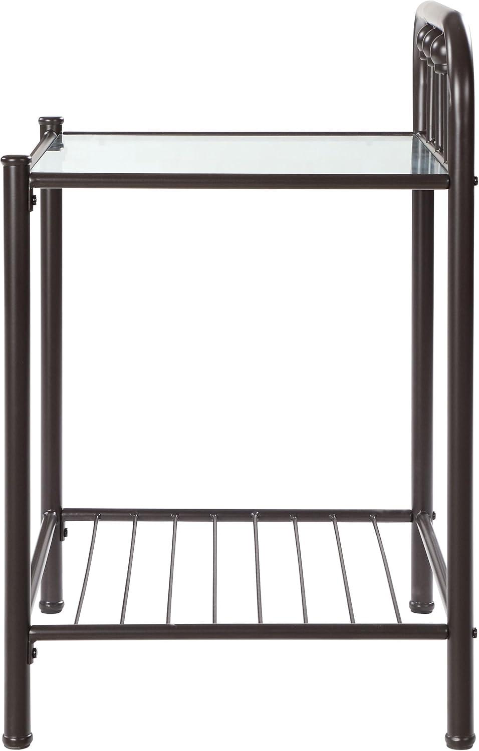 Coaster Livingston Traditional 1 Shelf Metal Nightstand with Glass Top Dark Bronze