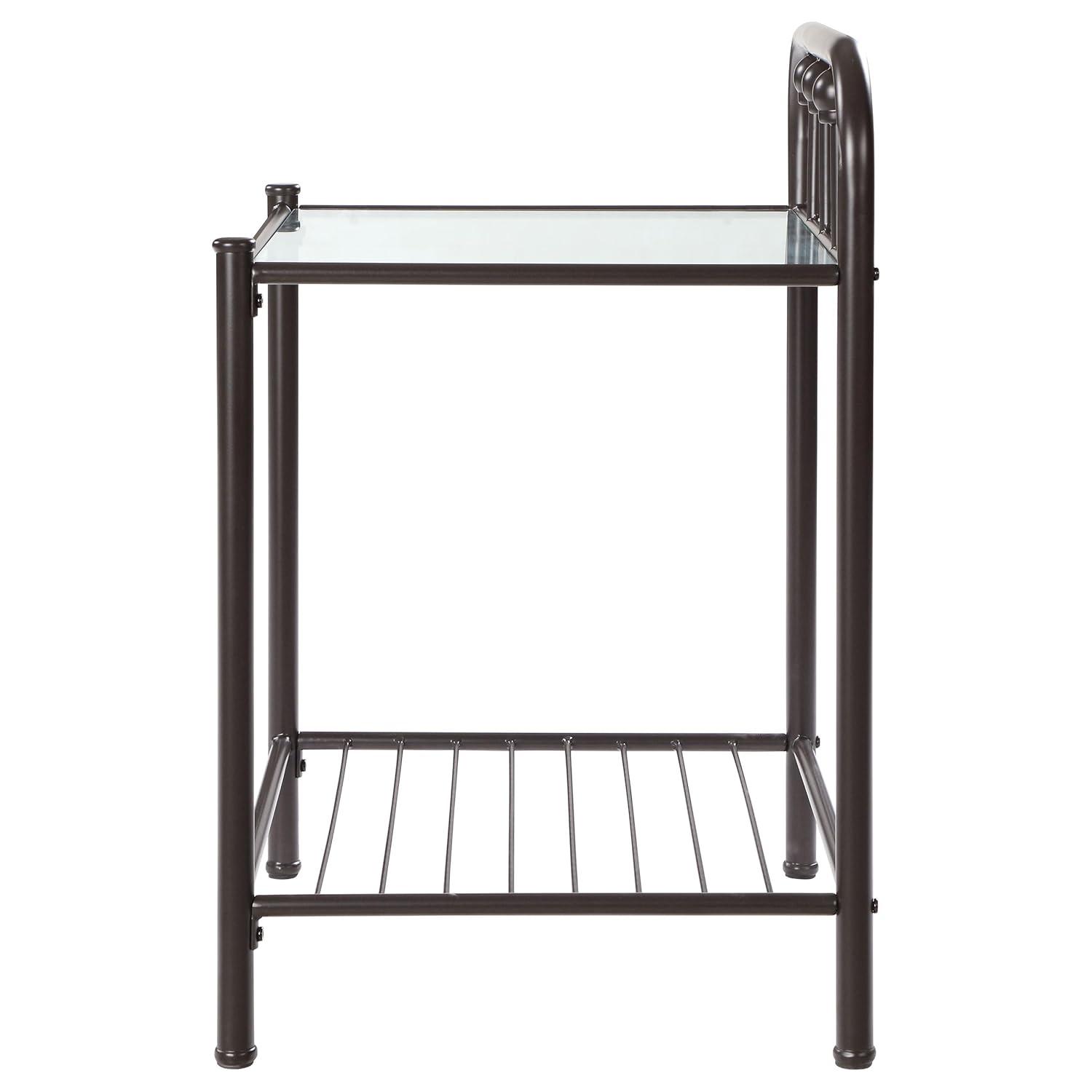 Coaster Livingston Traditional 1 Shelf Metal Nightstand with Glass Top Dark Bronze