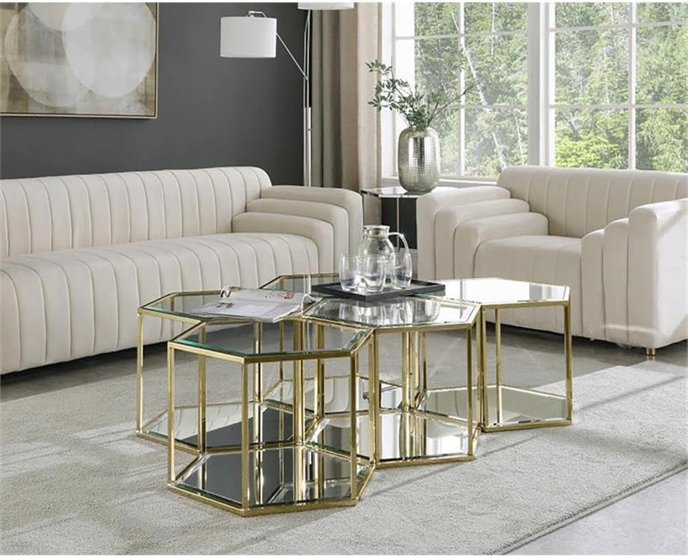 Meridian Furniture Sei Modular Stainless Steel and Glass 5 Piece Coffee Table