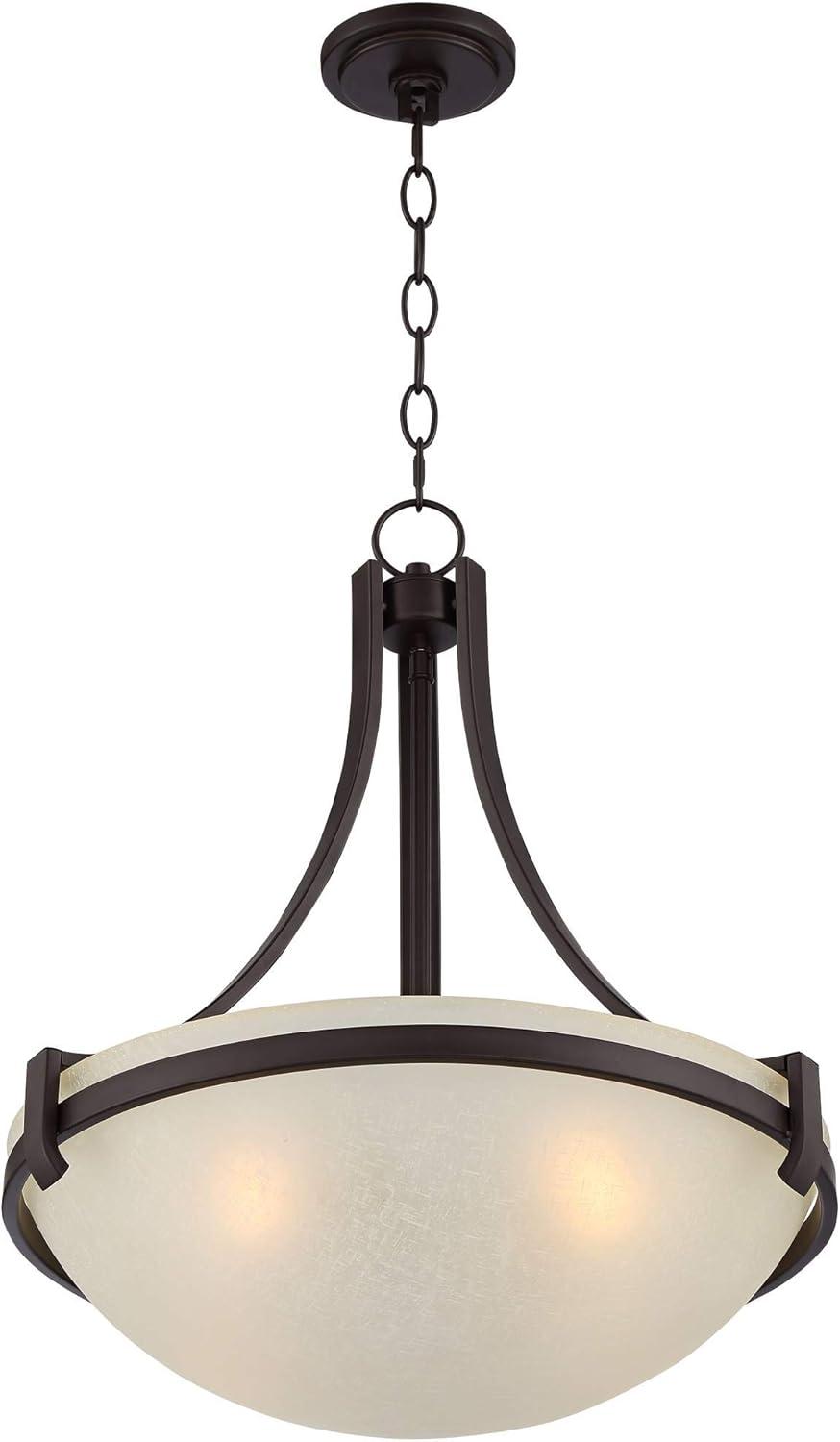 Regency Hill Mallot Oil Rubbed Bronze Pendant Chandelier 20" Wide Industrial Champagne Glass Bowl Shade 4-Light Fixture for Dining Room Kitchen Island