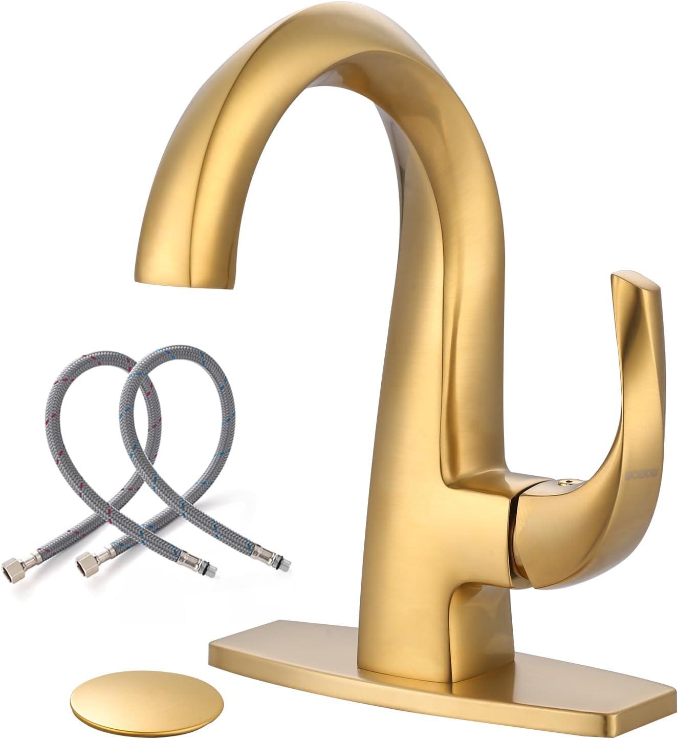 Single-Hole Single-handle Bathroom Faucet with Drain Assembly