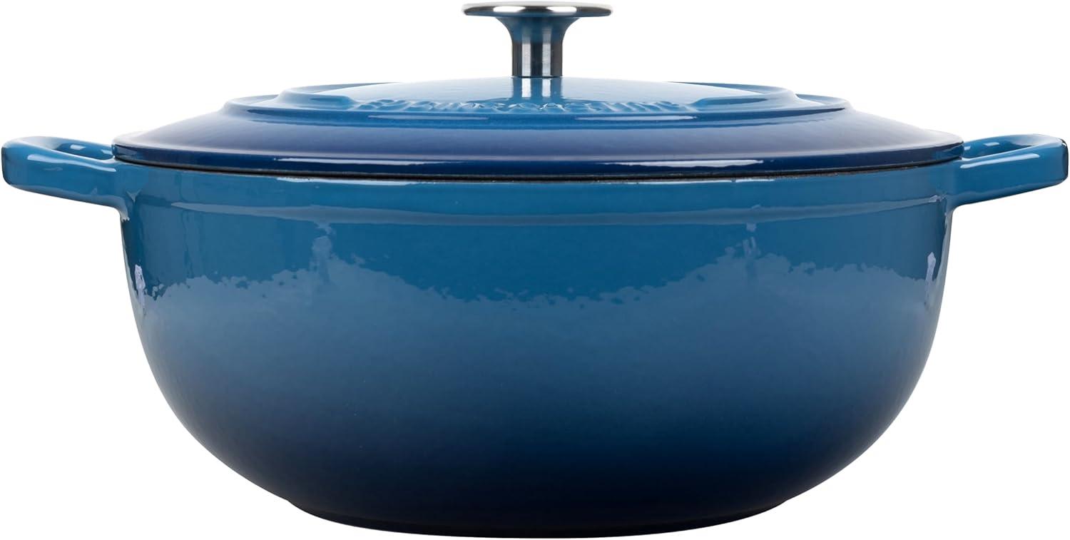 Slate Blue Enameled Cast Iron 5 Quart Dutch Oven with Lid