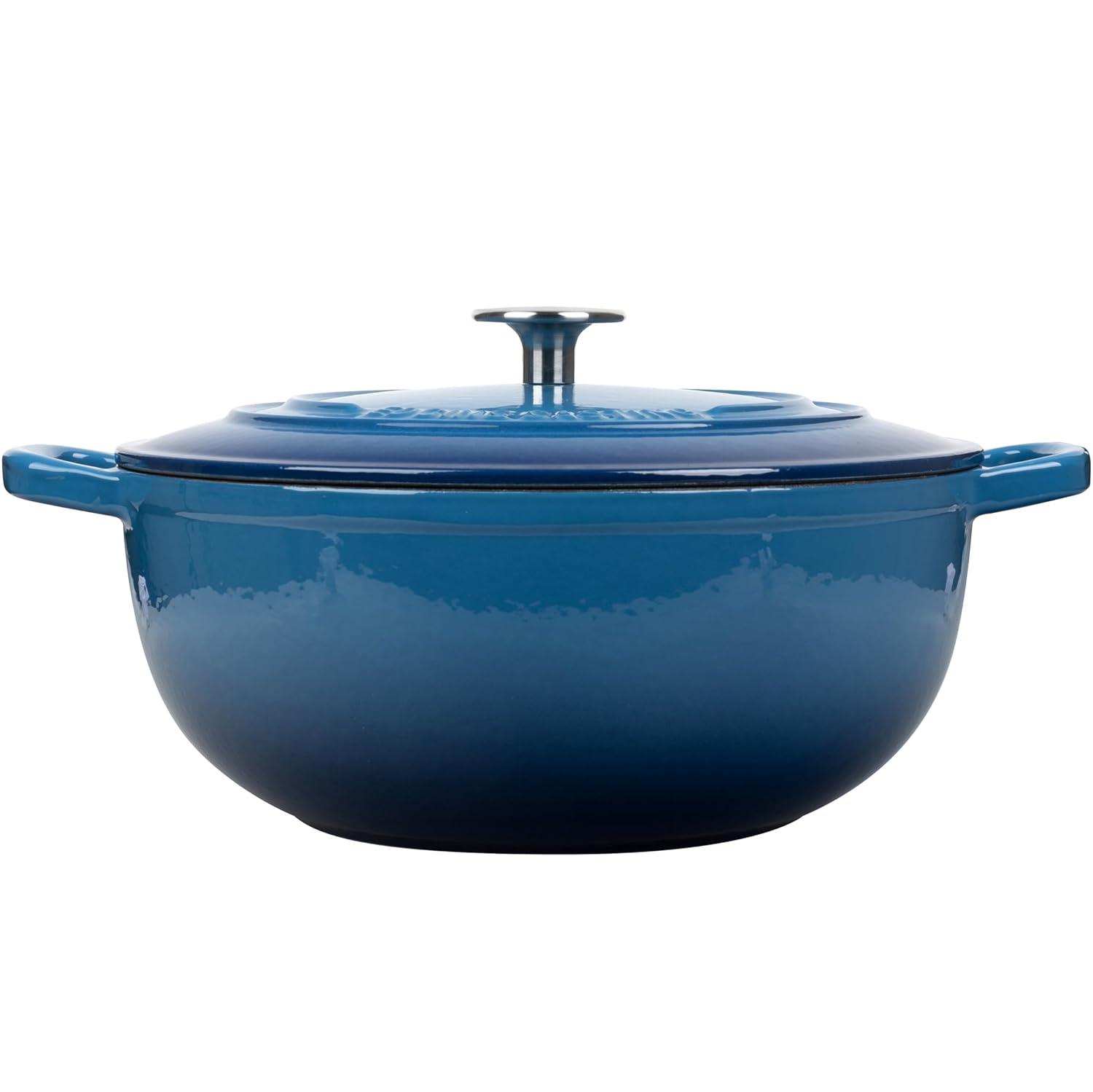 Enameled Cast Iron Dutch Oven Pot with Lid for Sourdough Bread Baking, Bread Dutch Ovens, Cooking Pots, 5 Quart, Slateblue