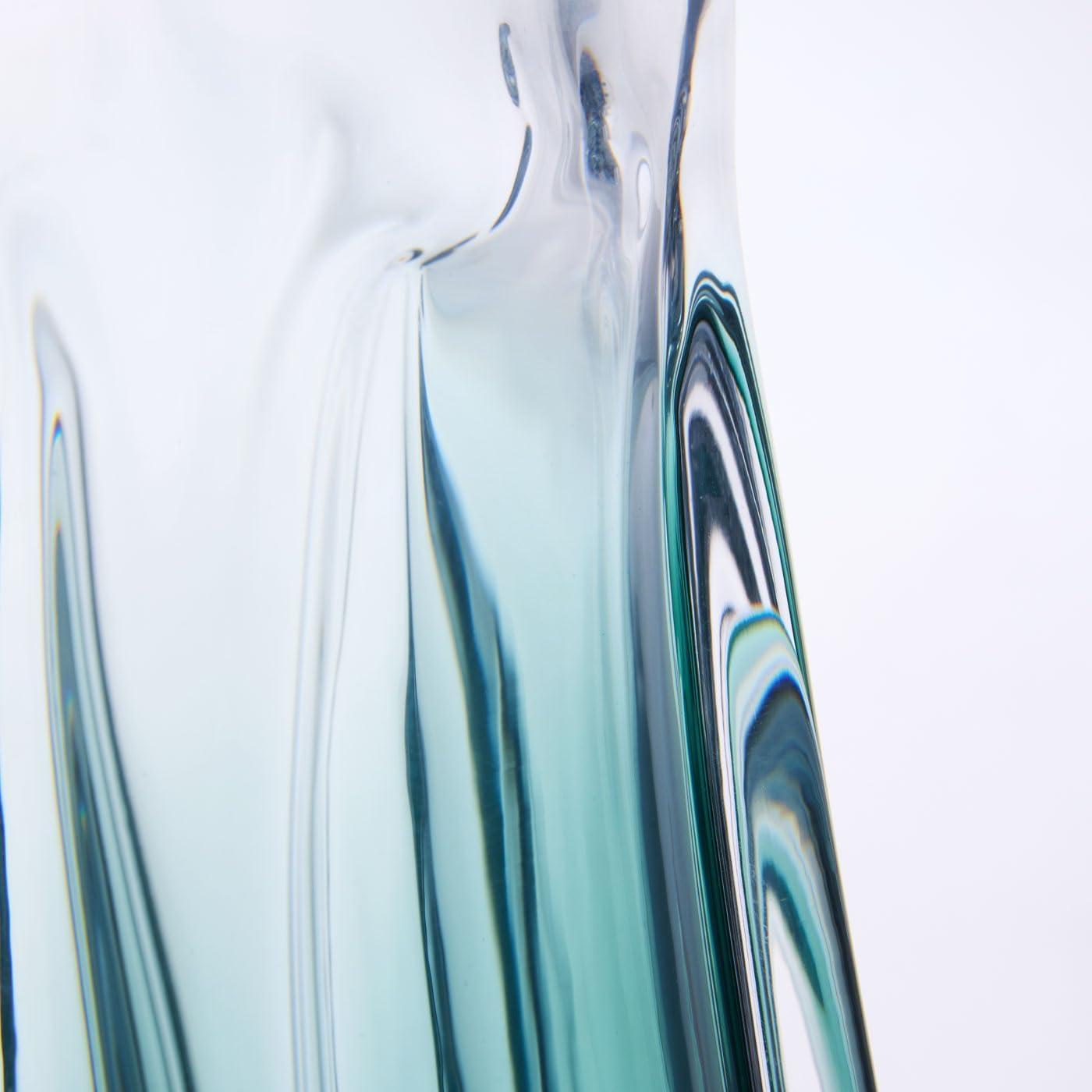 Luxury Lane Hand Blown Laine Art Glass Vase Forest Green Ombre 12.5"H