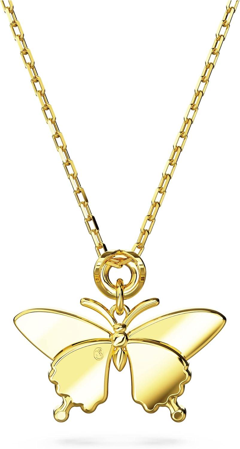 Aurora Crystal Butterfly Pendant in Gold-Tone with Multicolor Wings