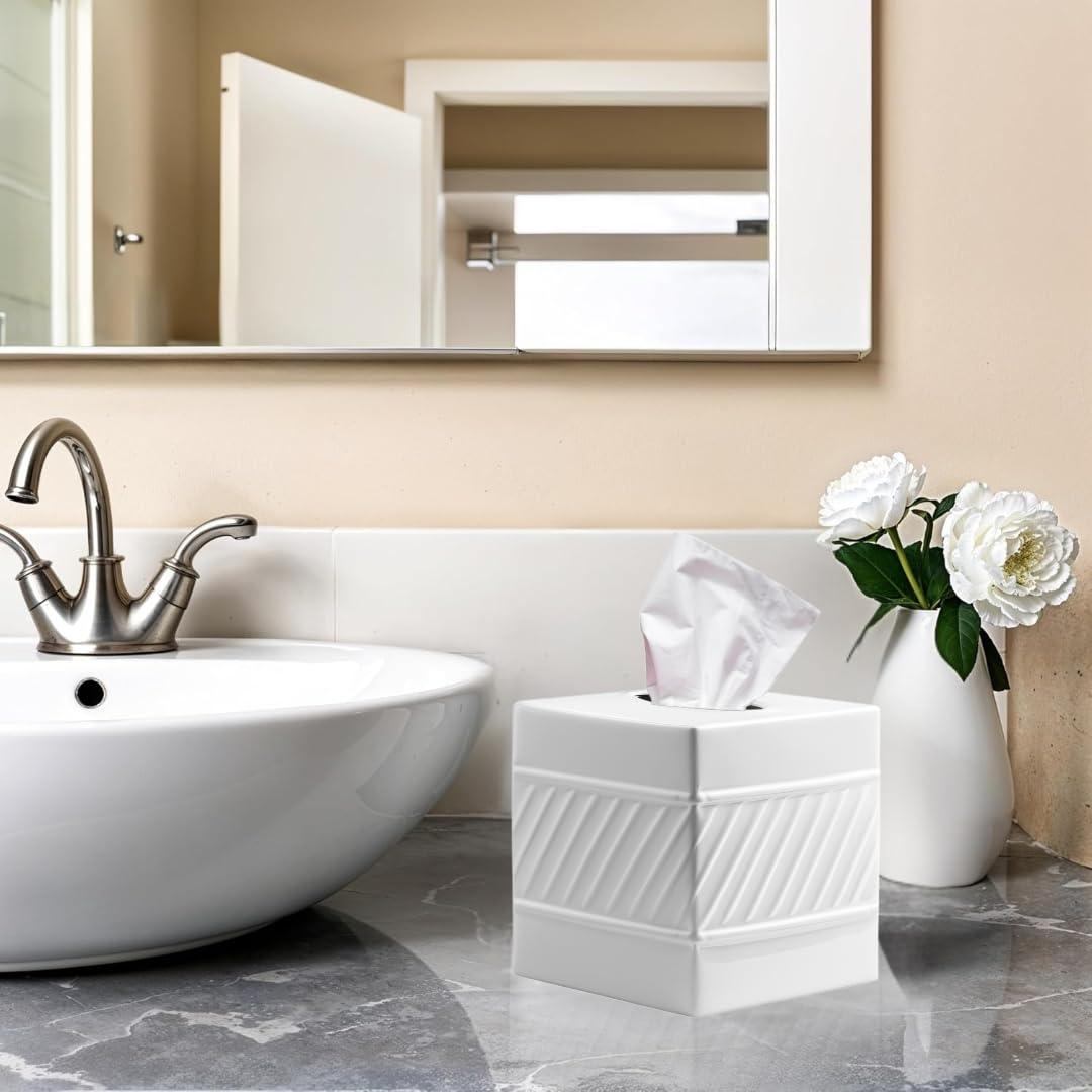 Monarch Abode Wave Embossed Metal Tissue Box Cover