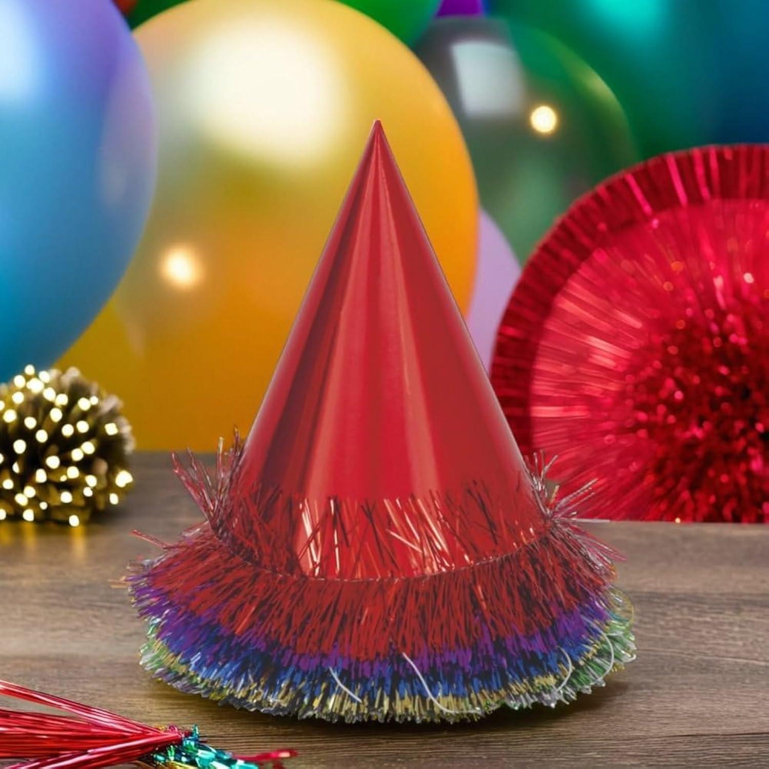 Fringed Party Hats, Assorted, 6ct