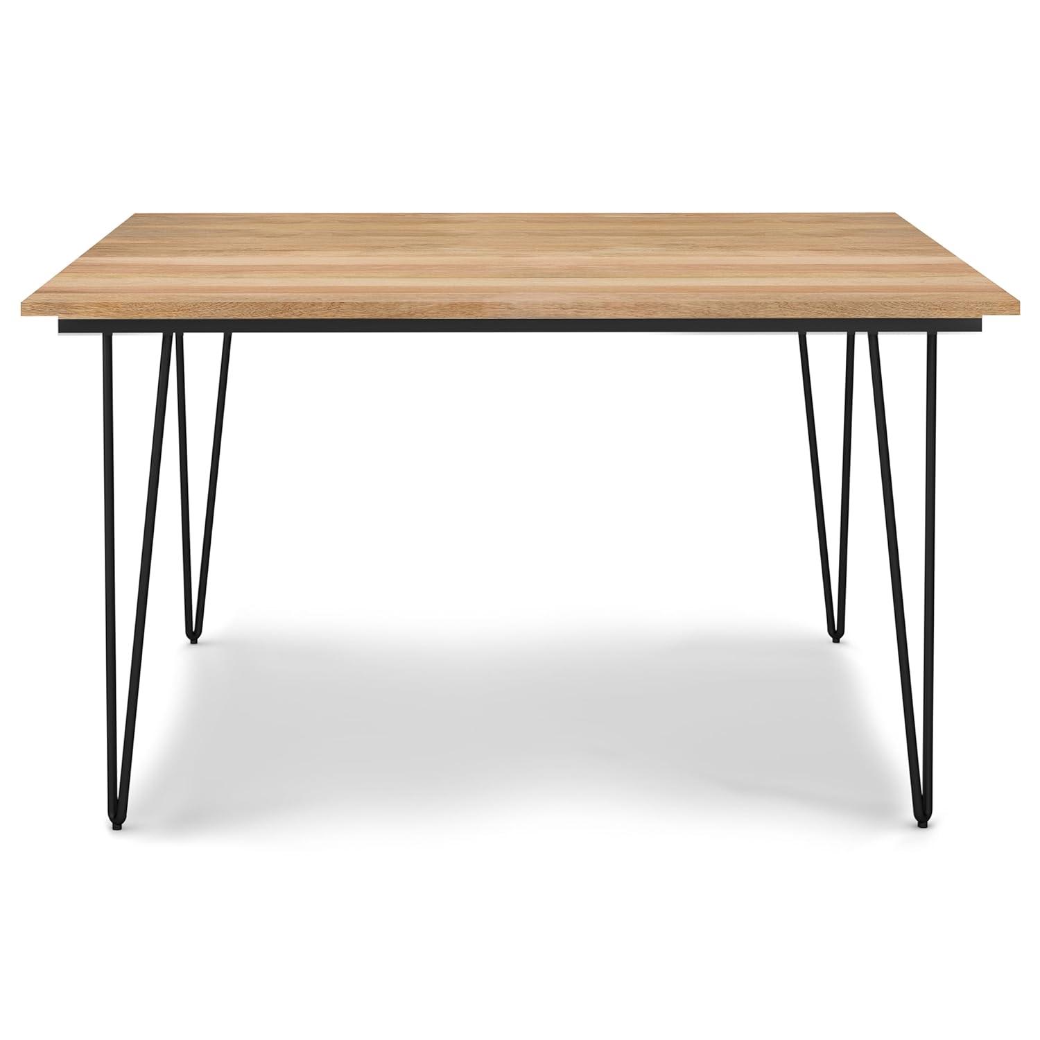 Hunter Solid Mango Wood Dining Table, Industrial Style with Hairpin Legs, Seats 6