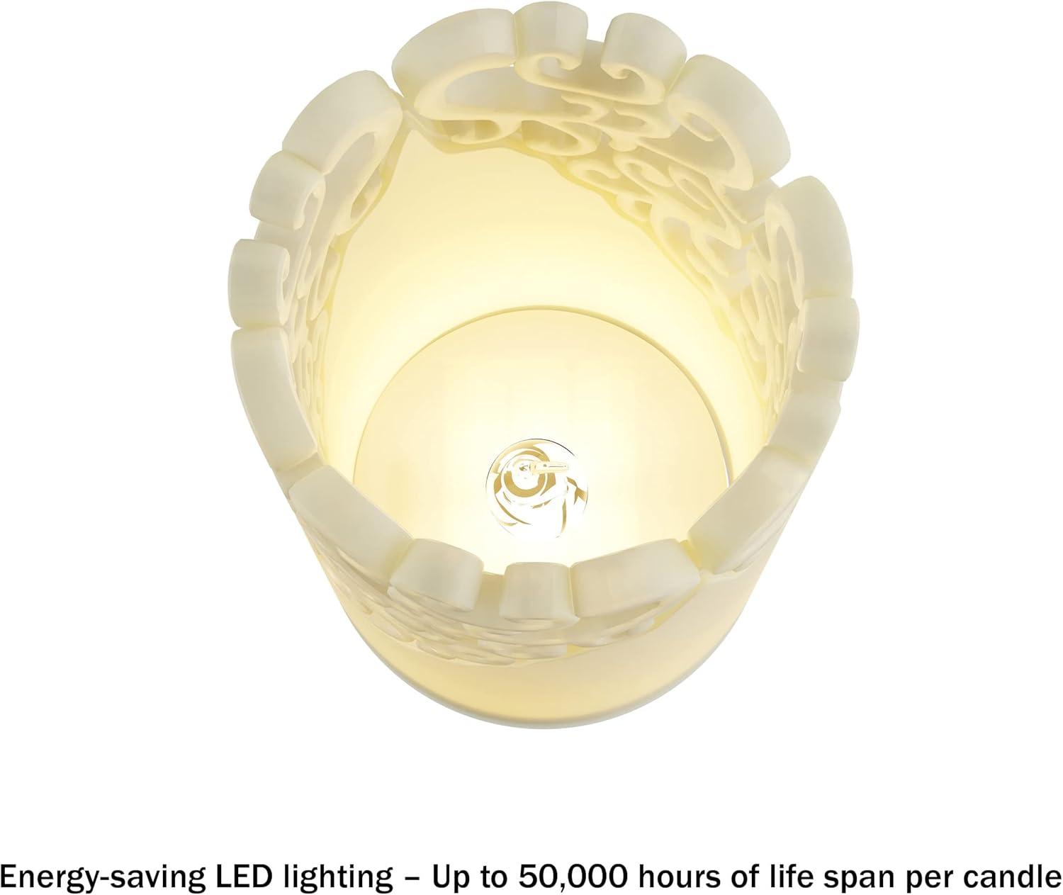 LED Candles with Remote Control – Set of 6 Realistic Flameless Pillar Lights with Lace Details and Vanilla Scented Wax – Home Decor by Lavish Home