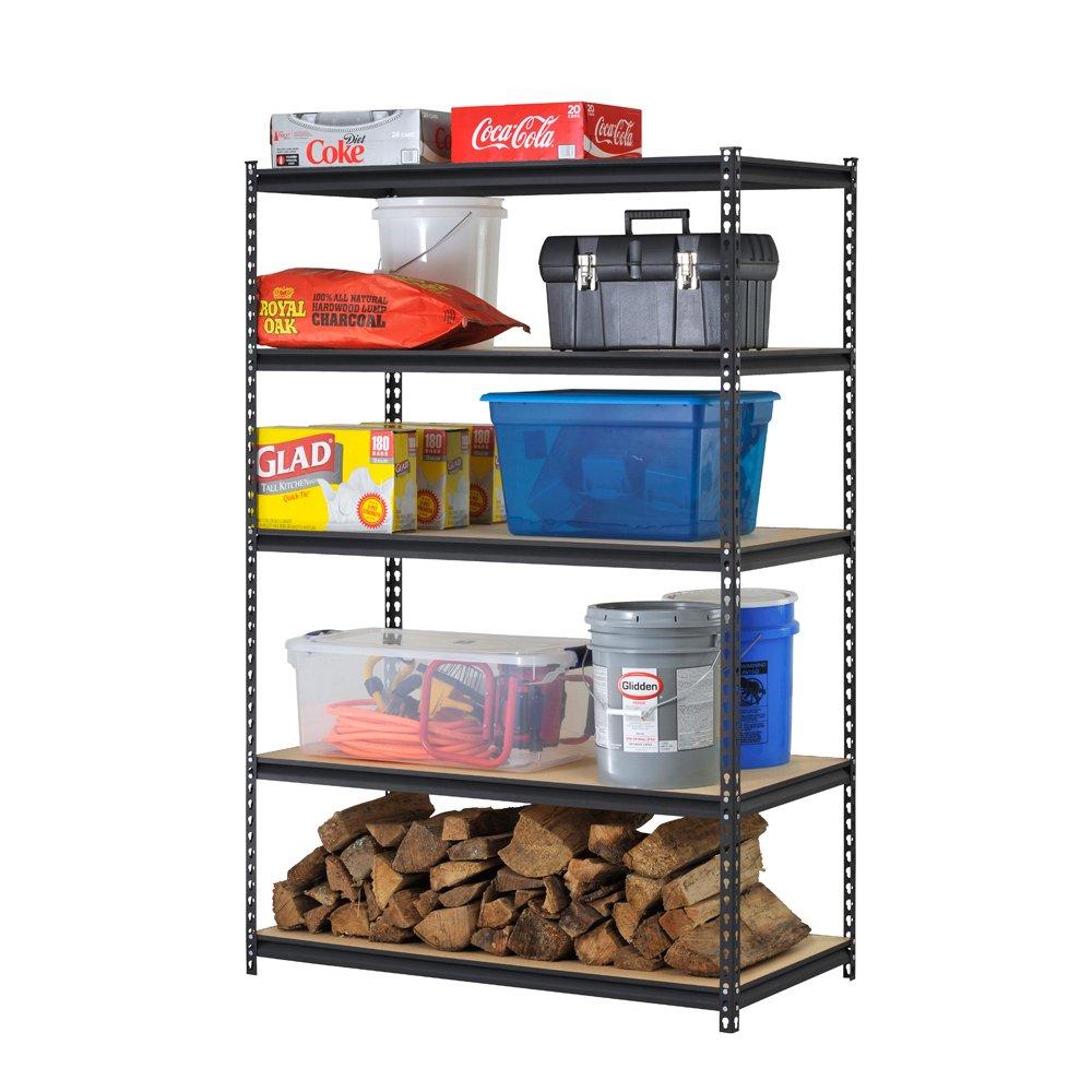 Muscle Rack 48"W x 18"D x 72"H, 5-Tier Steel Shelving, 4,000 lbs. Total Capacity; Black