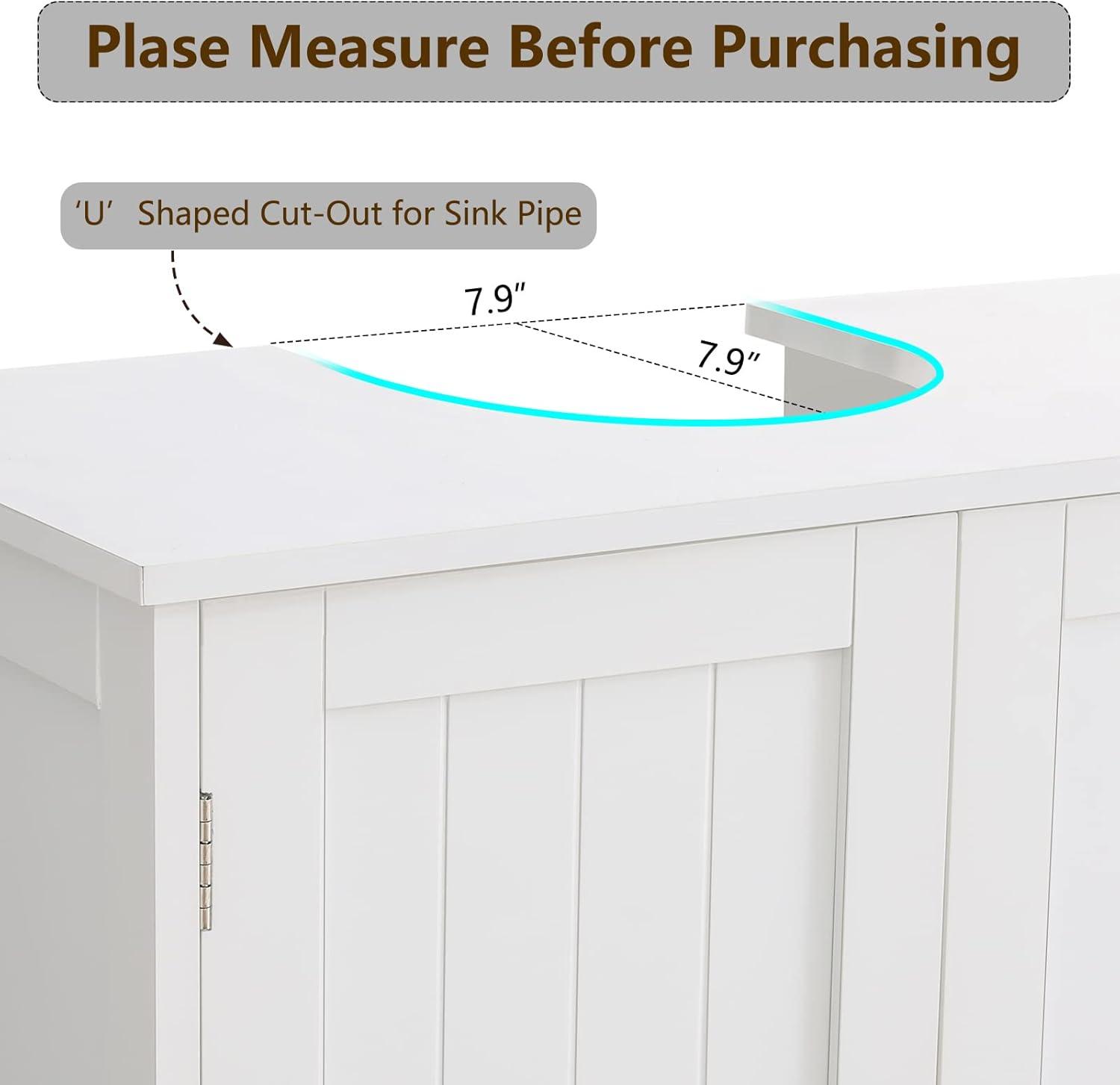 FCH Pedestal Sink, Storage Cabinets with Two Doors and Adjustable Shelves Under Sink Organizer Bathroom Vanity Storage White