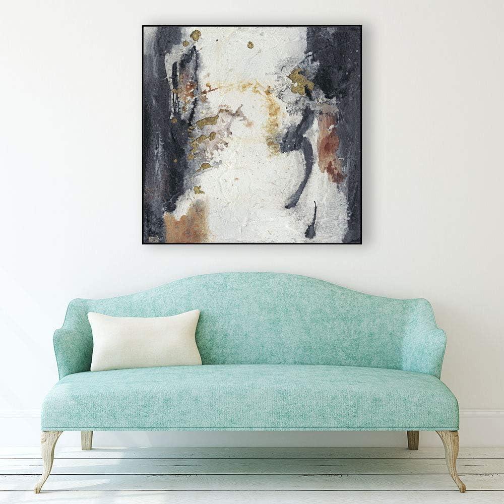 Neutral Abstract Canvas Print with Black Frame, 30 x 30 Inches