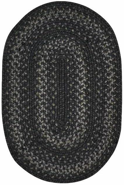 Homespice Jet Black Rustic Oval Rug 5x8 - Dark Braided Jute Rug Perfect as a Unique Living Room Rug for Primitive Country Decor | Finely Braided High Qualify Jute Rugs
