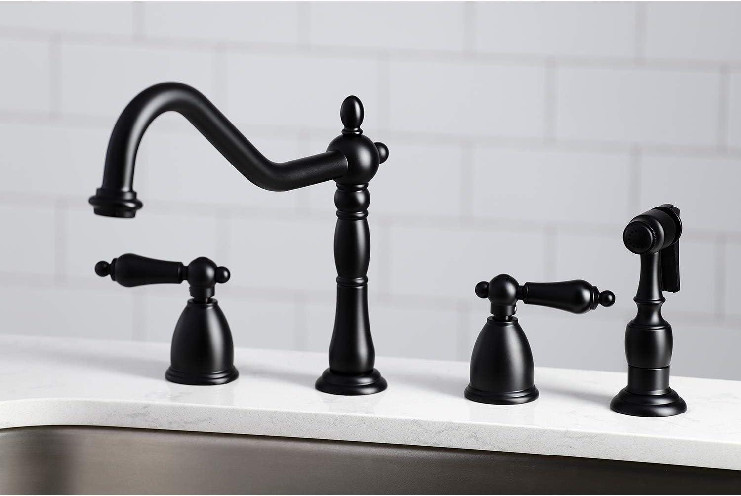 Kingston Brass Kb179.Albs Heritage 1.8 GPM Widespread Kitchen Faucet - Black