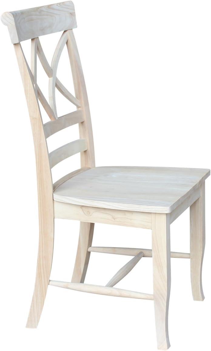 Set of Two White Wood Lattice Dining Chairs