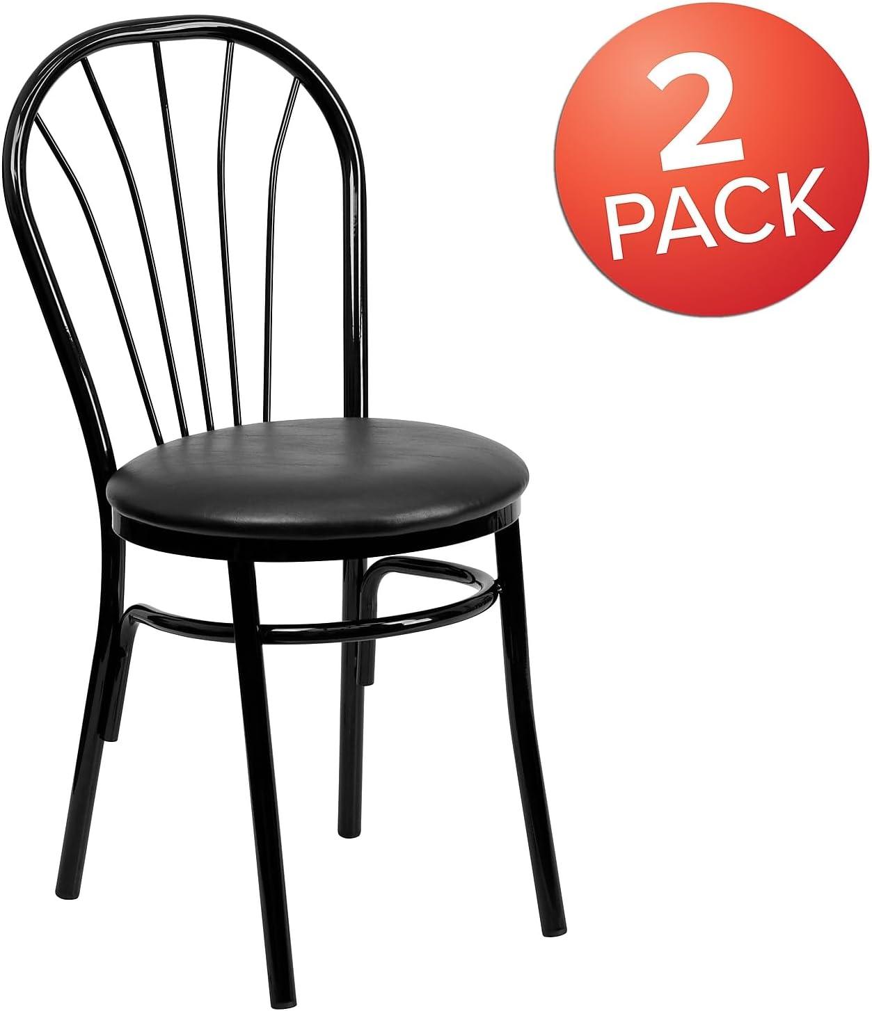 Flash Furniture HERCULES Series Fan Back Metal Chair - Black Vinyl Seat