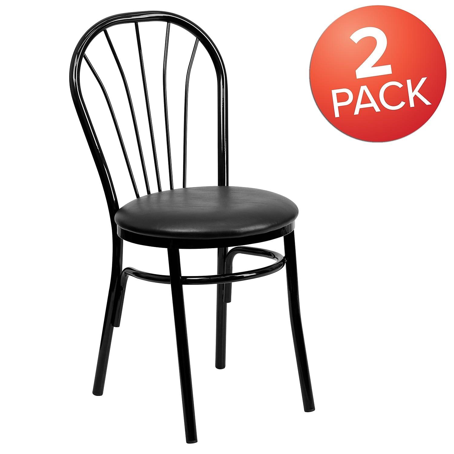 Flash Furniture HERCULES Series Fan Back Metal Chair - Black Vinyl Seat