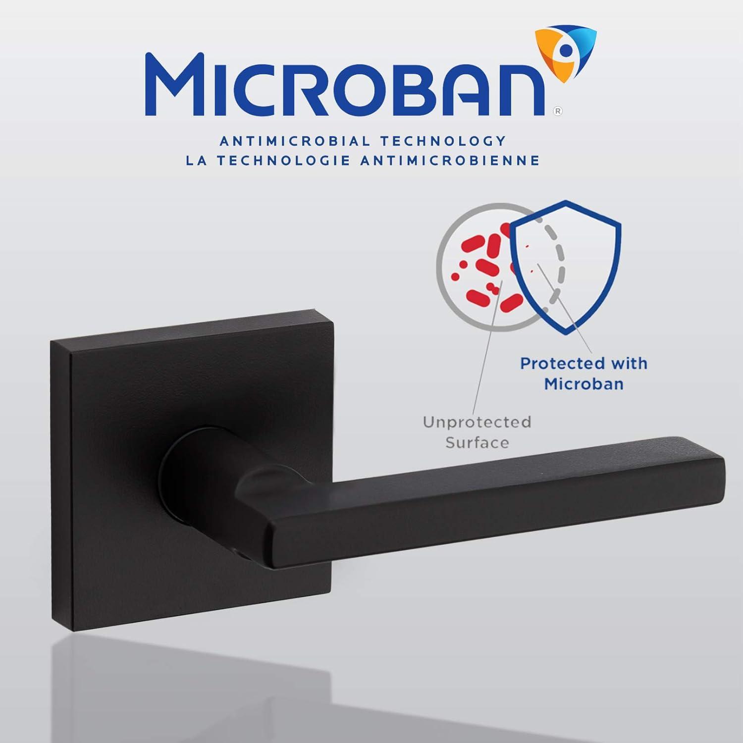 Vancouver Matte Black Keyed Entry Door Handleset with Halifax Passage Handle Featuring SmartKey Security