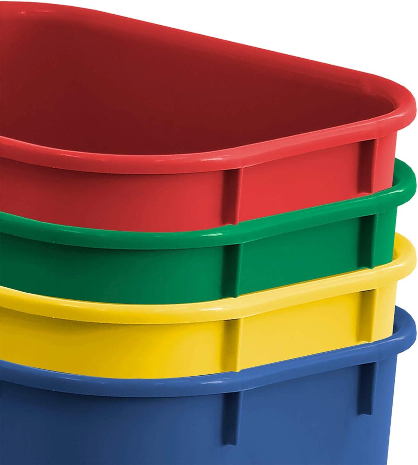 Acrimet Wastebasket Bin for Recycling 27QT (Plastic) (Blue Yellow Red Green) (Set of 4)