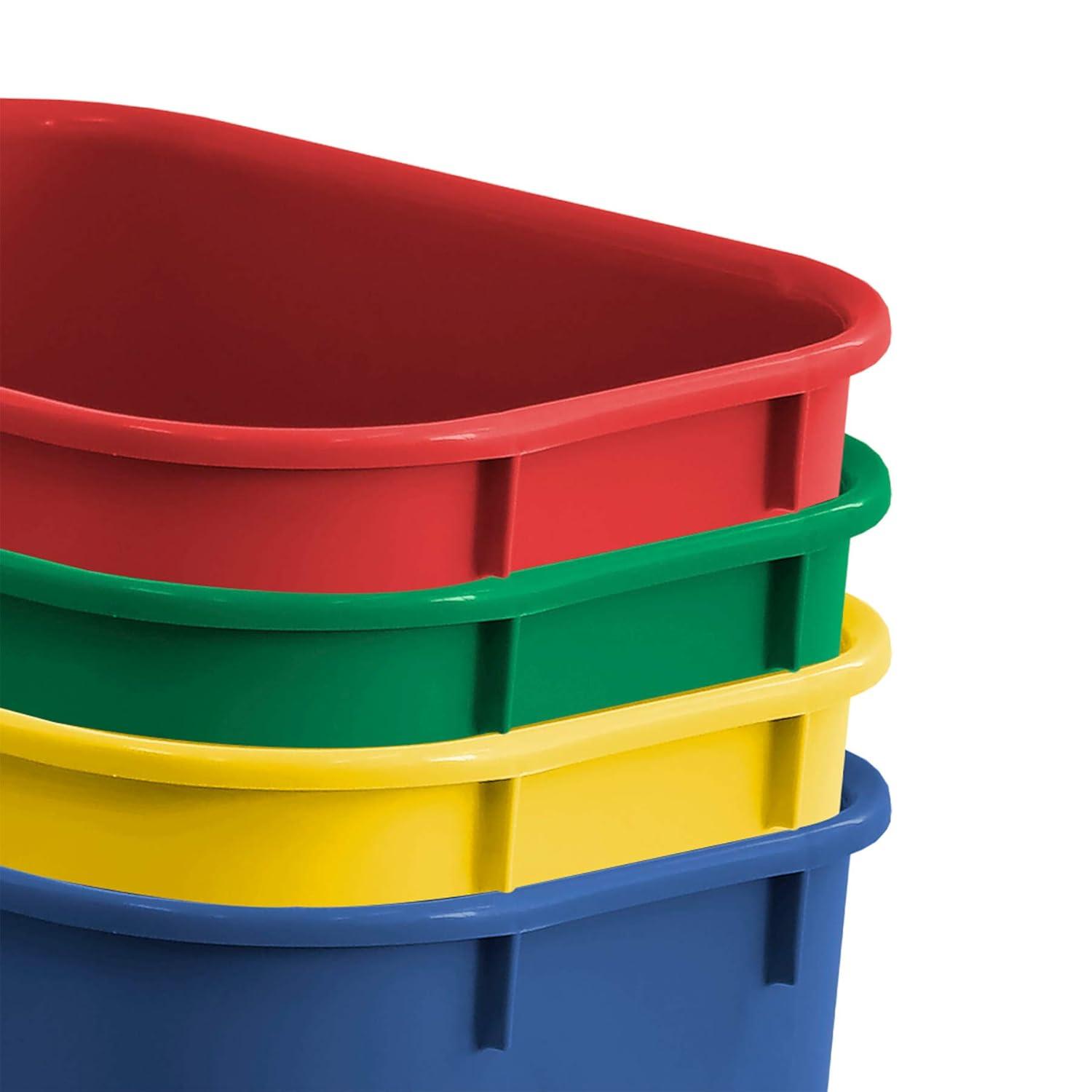 Acrimet Wastebasket Bin for Recycling 27QT (Plastic) (Blue Yellow Red Green) (Set of 4)