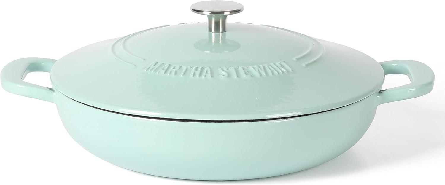 Martha Stewart 3.5 QT Enamel Cast Iron Dutch Oven Braiser - Martha Blue