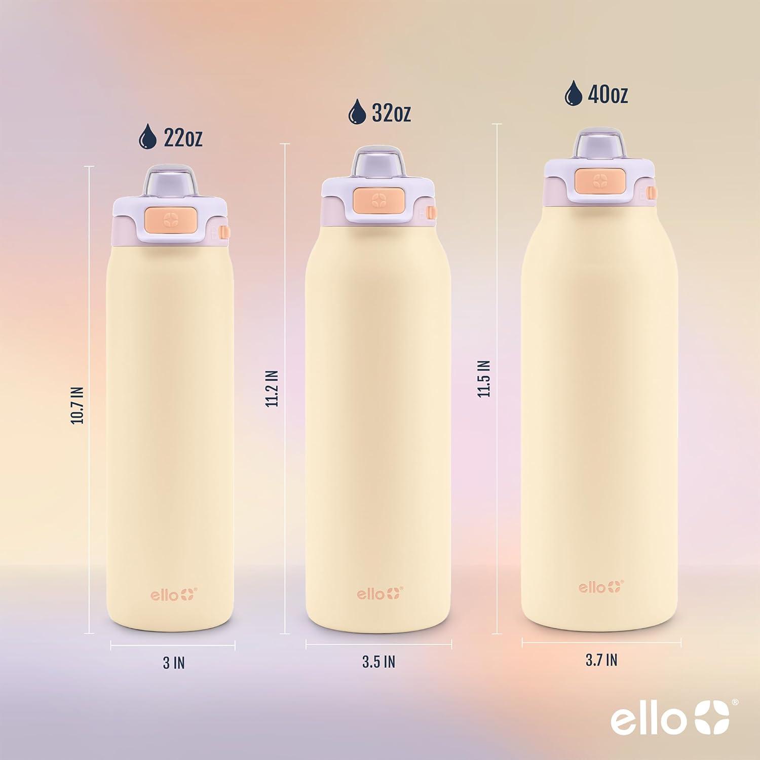 Ello Pop and Fill 22oz Stainless Steel Water Bottle Peach