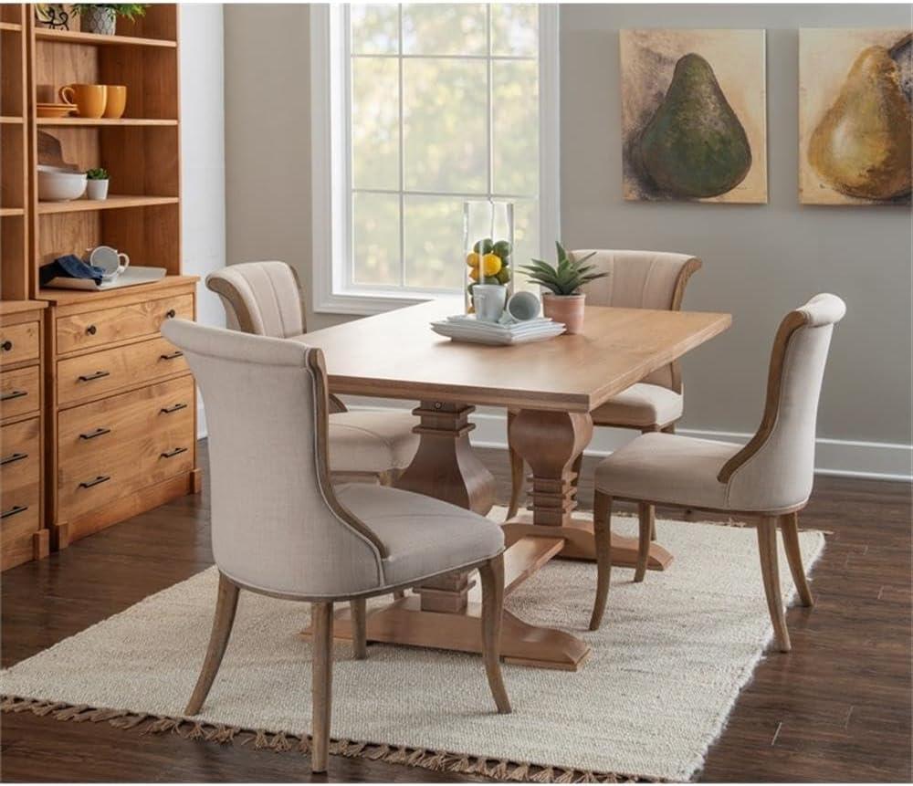 Pemberly Row Transitional Solid Pine Wood Dining Table in Rustic Honey Brown