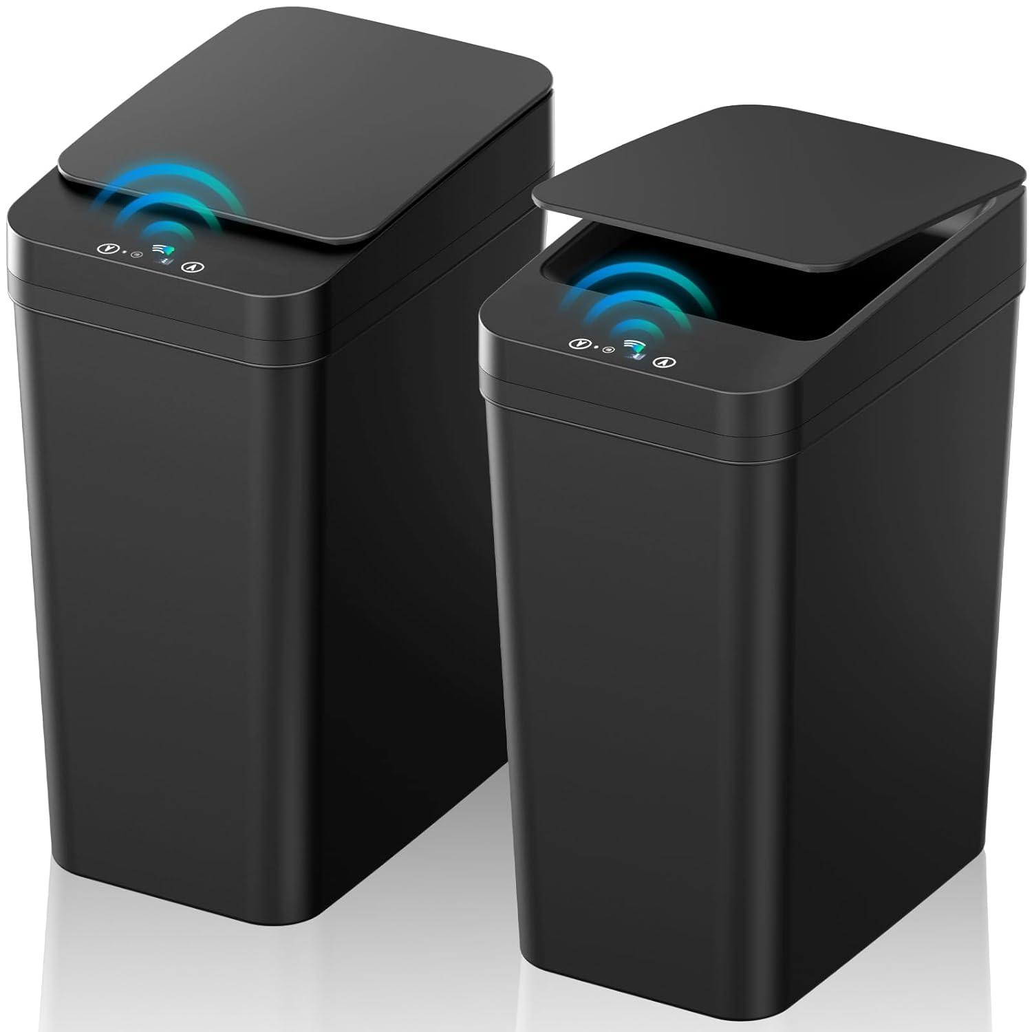 Black 2.2 Gallon Touchless Motion Sensor Trash Can Set