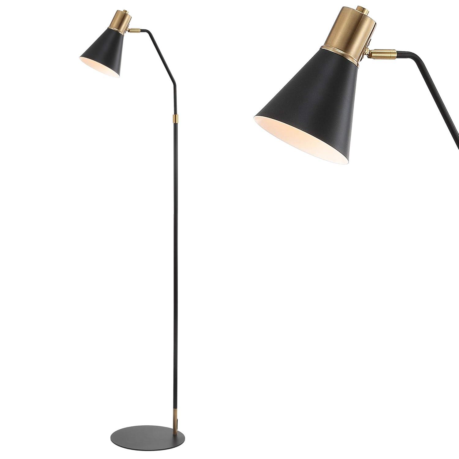 Apollo 61" Modern Metal LED Task Floor Lamp, Black/Brass Gold