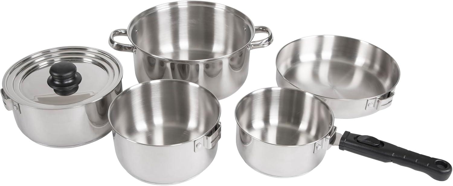 Polished Stainless Steel 7-Piece Stackable Cookware Set