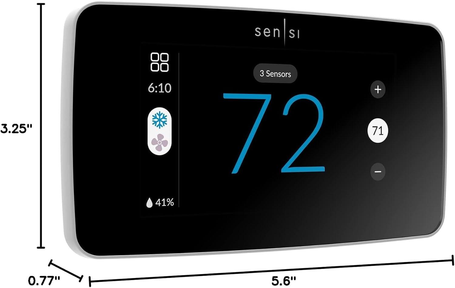 Sensi Touch 2 Black Programmable Smart Thermostat with LCD Display