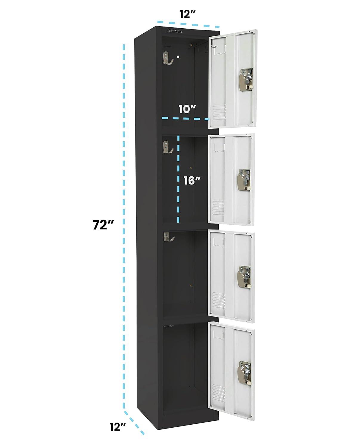 AdirOffice 12'' Wide Steel 4-Tier School and Gym Locker