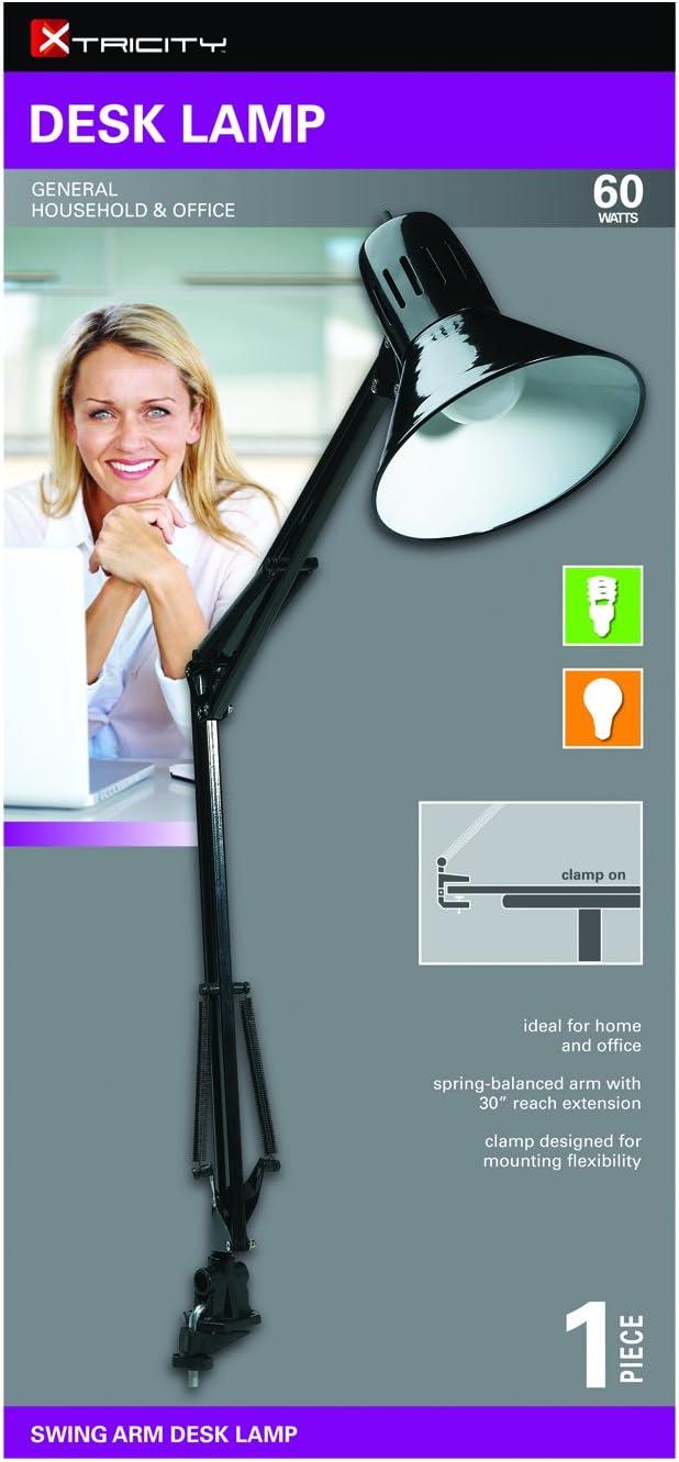 Xtricity Architect 30" Swing Arm Black Metal Desk Lamp,  A19 LED Bulb Included,  Black